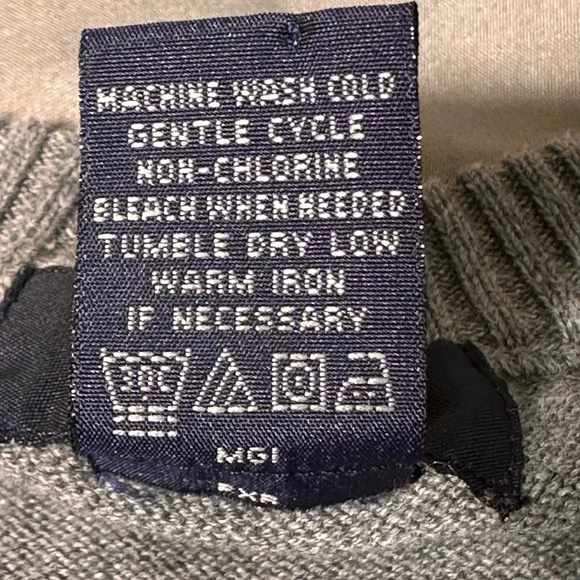 VTG Dockers Men's Argyle‎ Sweater Medium Gray Blue Cotton Crewneck Preppy Golf - Picture 7 of 11